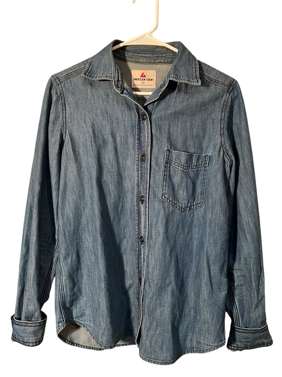 American Giant Tops - American Giant Women’s Size XS Chambray Denim Button Down Shirt Blue 100% Cotton